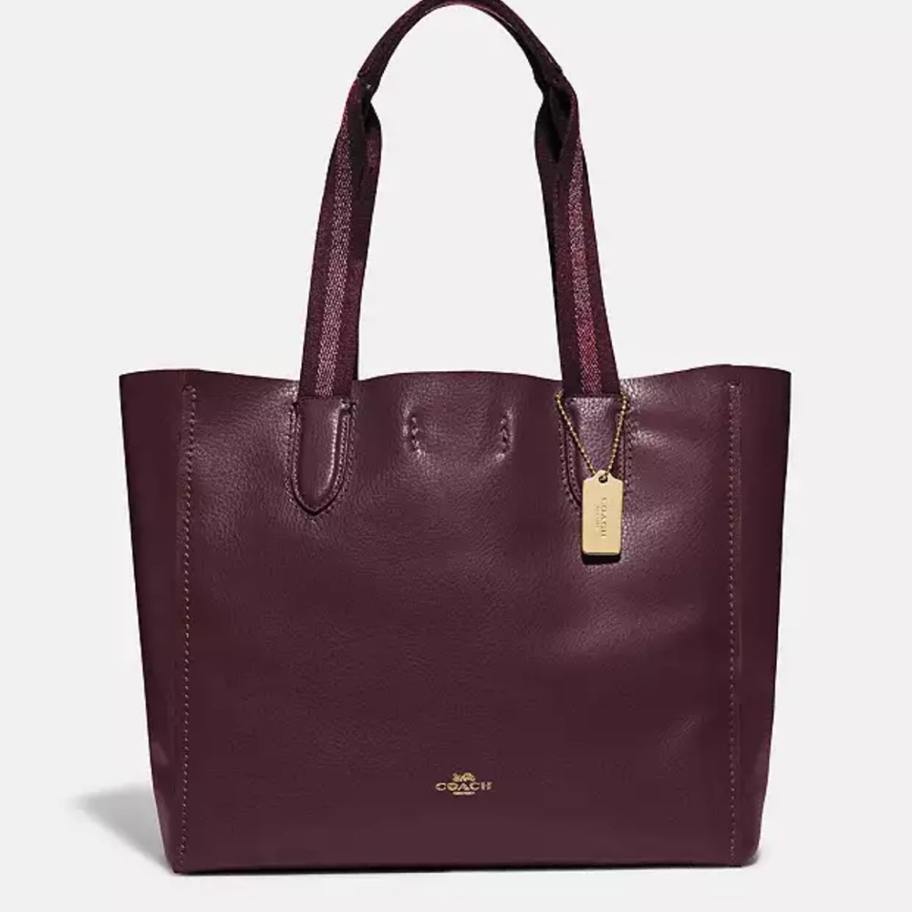 COACH Gallery Tote Pebbled Leather Eggplant